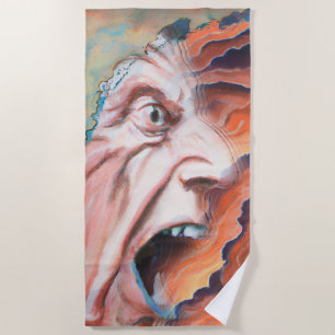Panic Waves Oil Painting Beach Towel