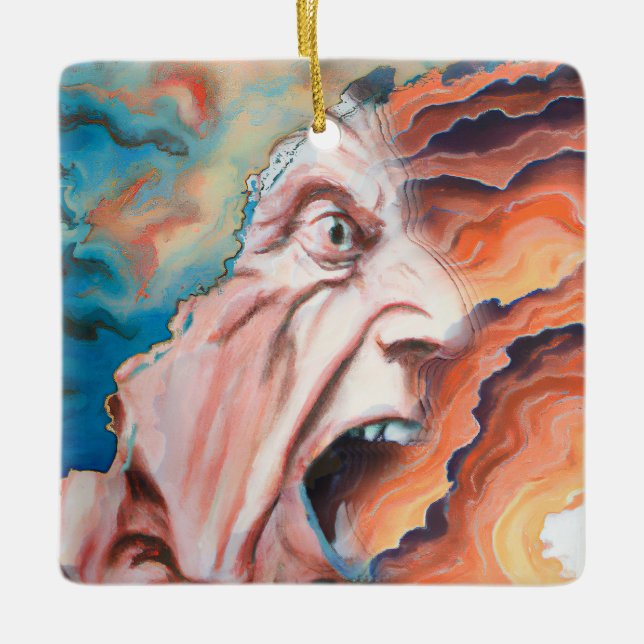 Panic Waves Oil Painting Ceramic Ornament (Front)