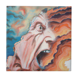 Panic Waves Oil Painting Ceramic Tile