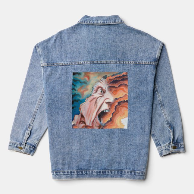 Panic Waves Oil Painting Denim Jacket (Back)