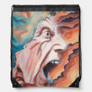 Panic Waves Oil Painting Drawstring Bag