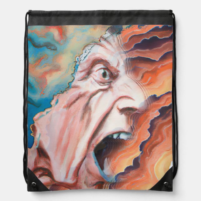 Panic Waves Oil Painting Drawstring Bag (Front)