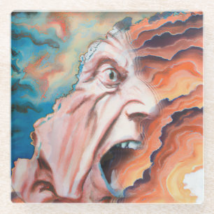 Panic Waves Oil Painting Glass Coaster