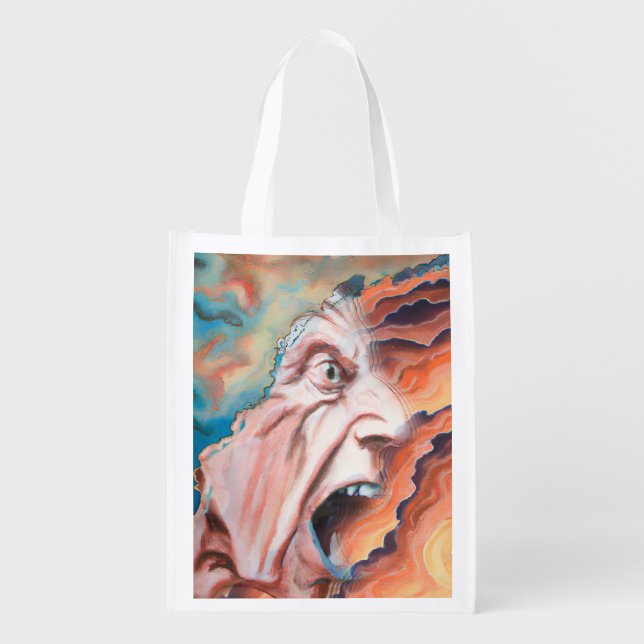 Panic Waves Oil Painting Grocery Bag (Front)