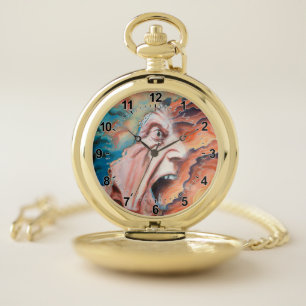 Panic Waves Oil Painting Pocket Watch