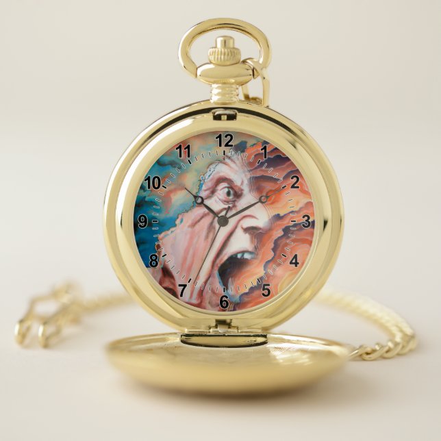 Panic Waves Oil Painting Pocket Watch (Inside)
