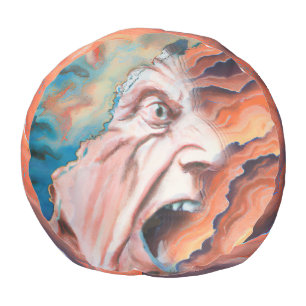 Panic Waves Oil Painting Pouf