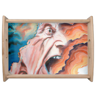 Panic Waves Oil Painting Serving Tray