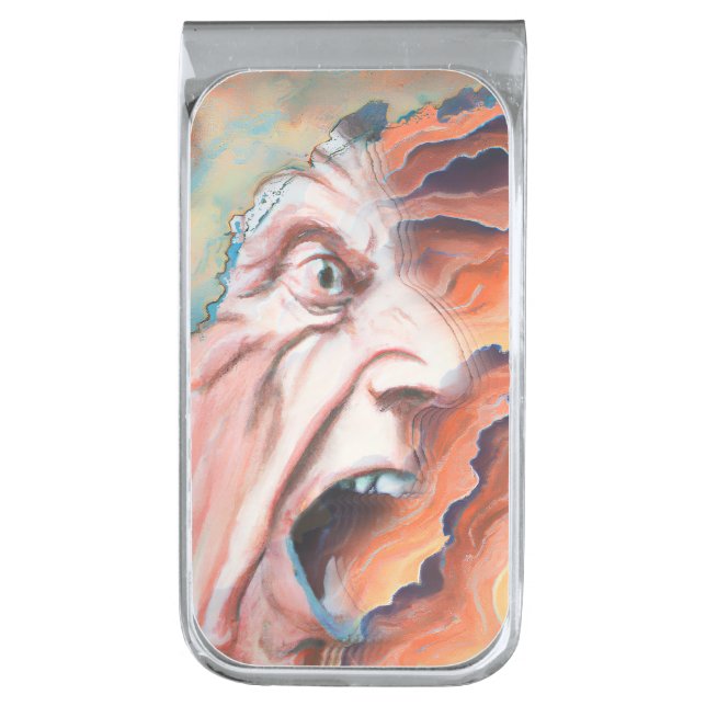 Panic Waves Oil Painting Silver Finish Money Clip (Front Vertical)