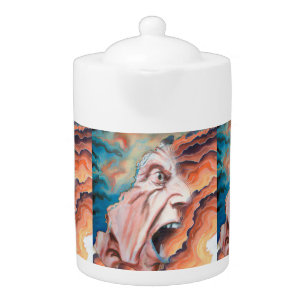 Panic Waves Oil Painting Teapot