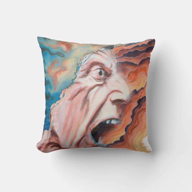Panic Waves Oil Painting Throw Pillow (Front)