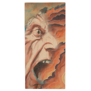 Panic Waves Oil Painting Wood Flash Drive