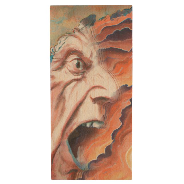 Panic Waves Oil Painting Wood Flash Drive (Front Vertical)