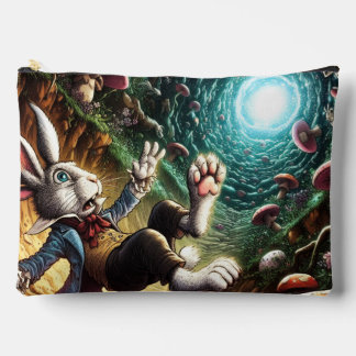 Panicked Bunny Falling Down The Rabbit Hole Accessory Pouch