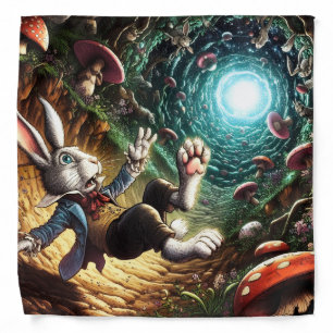Panicked Bunny Falling Down The Rabbit Hole Bandana