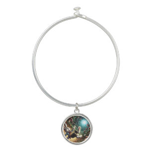 Panicked Bunny Falling Down The Rabbit Hole Bangle Bracelet