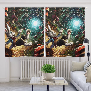 Panicked Bunny Falling Down The Rabbit Hole Blackout Curtains