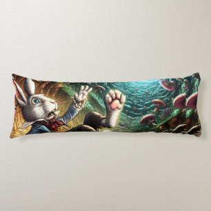 Panicked Bunny Falling Down The Rabbit Hole Body Pillow