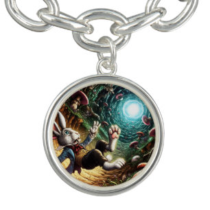 Panicked Bunny Falling Down The Rabbit Hole Bracelet