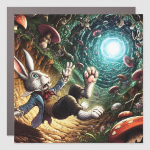 Panicked Bunny Falling Down The Rabbit Hole Car Magnet
