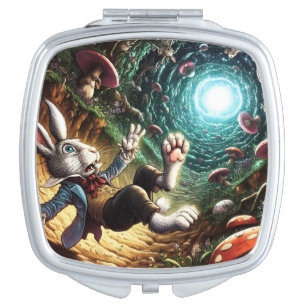 Panicked Bunny Falling Down The Rabbit Hole Compact Mirror