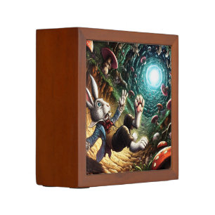 Panicked Bunny Falling Down The Rabbit Hole Desk Organizer