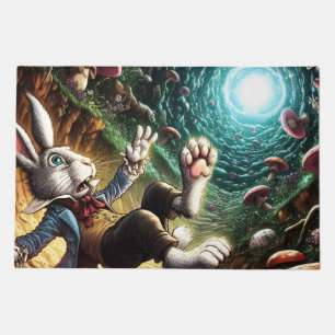 Panicked Bunny Falling Down The Rabbit Hole Doormat