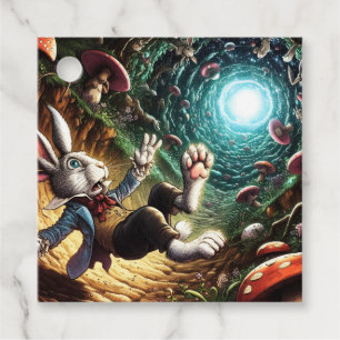 Panicked Bunny Falling Down The Rabbit Hole Favor Tags