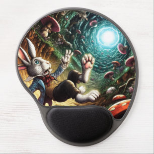 Panicked Bunny Falling Down The Rabbit Hole Gel Mouse Pad