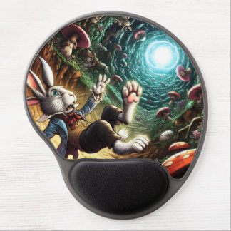 Panicked Bunny Falling Down The Rabbit Hole Gel Mouse Pad
