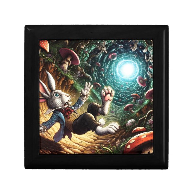 Panicked Bunny Falling Down The Rabbit Hole Gift Box (Front)