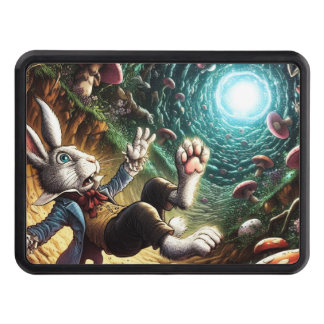Panicked Bunny Falling Down The Rabbit Hole Hitch Cover