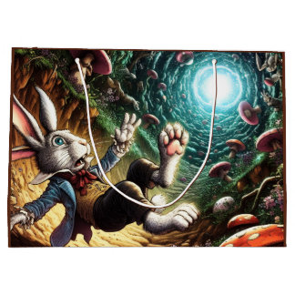 Panicked Bunny Falling Down The Rabbit Hole Large Gift Bag