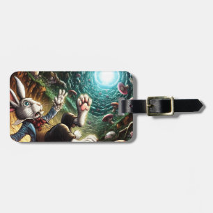 Panicked Bunny Falling Down The Rabbit Hole Luggage Tag