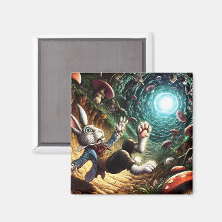 Panicked Bunny Falling Down The Rabbit Hole Magnet