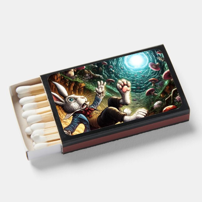 Panicked Bunny Falling Down The Rabbit Hole Matchboxes (Front Open)