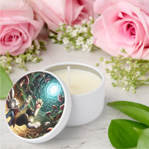 Panicked Bunny Falling Down The Rabbit Hole Mini Candle Favors