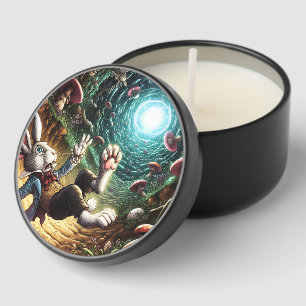 Panicked Bunny Falling Down The Rabbit Hole Mini Candle Favors