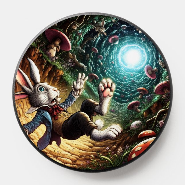 Panicked Bunny Falling Down The Rabbit Hole PopSocket (Popsocket)