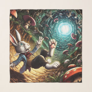 Panicked Bunny Falling Down The Rabbit Hole Scarf