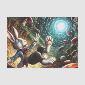 Panicked Bunny Falling Down The Rabbit Hole Tissue Paper