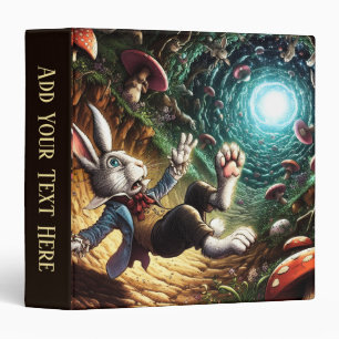 Panicked Bunny Falling Down The Rabbit Hole w Text 3 Ring Binder
