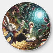 Panicked Bunny Falling Down The Rabbit Hole Wireless Charger (Front)
