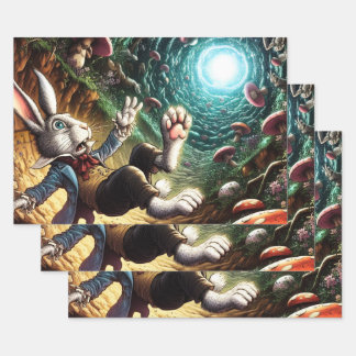 Panicked Bunny Falling Down The Rabbit Hole Wrapping Paper Sheets
