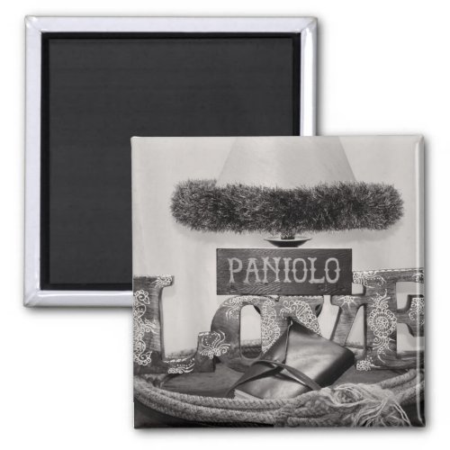 Paniolo Love in Black and White Magnet