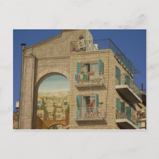Panited wall of a house in Jerusalem Postcard