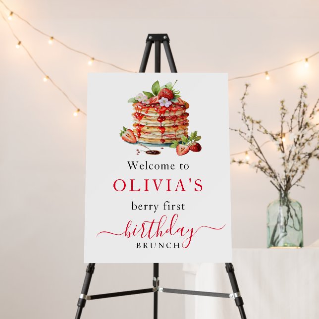 Pankcakes Birthday Brunch Berry First Welcome Foam Board (In Situ (Stand))