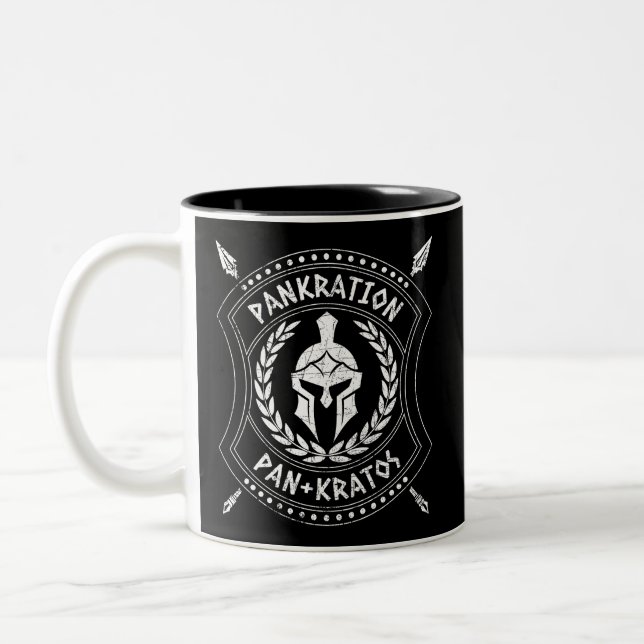 Pankration Pan Kratos Spartan Shield Two-Tone Coffee Mug (Left)