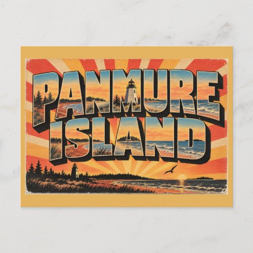 Panmure Island PEI Red Sand Beach Lighthouse Art Postcard