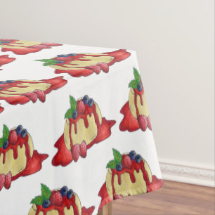 Panna Cotta Fresh Fruit Italian Food Dessert Tablecloth
